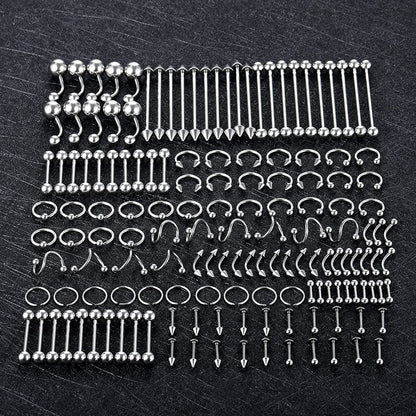 Xpircn 150PCS Piercing Kit Jewelry Stainless Steel Lip Nose Tongue Tragus Cartilage Daith Eeybrow Belly Button Rings Body Piercing Tools 14G 16G 20G Apparel & Accessories > Jewelry > Body Jewelry Xpircn   