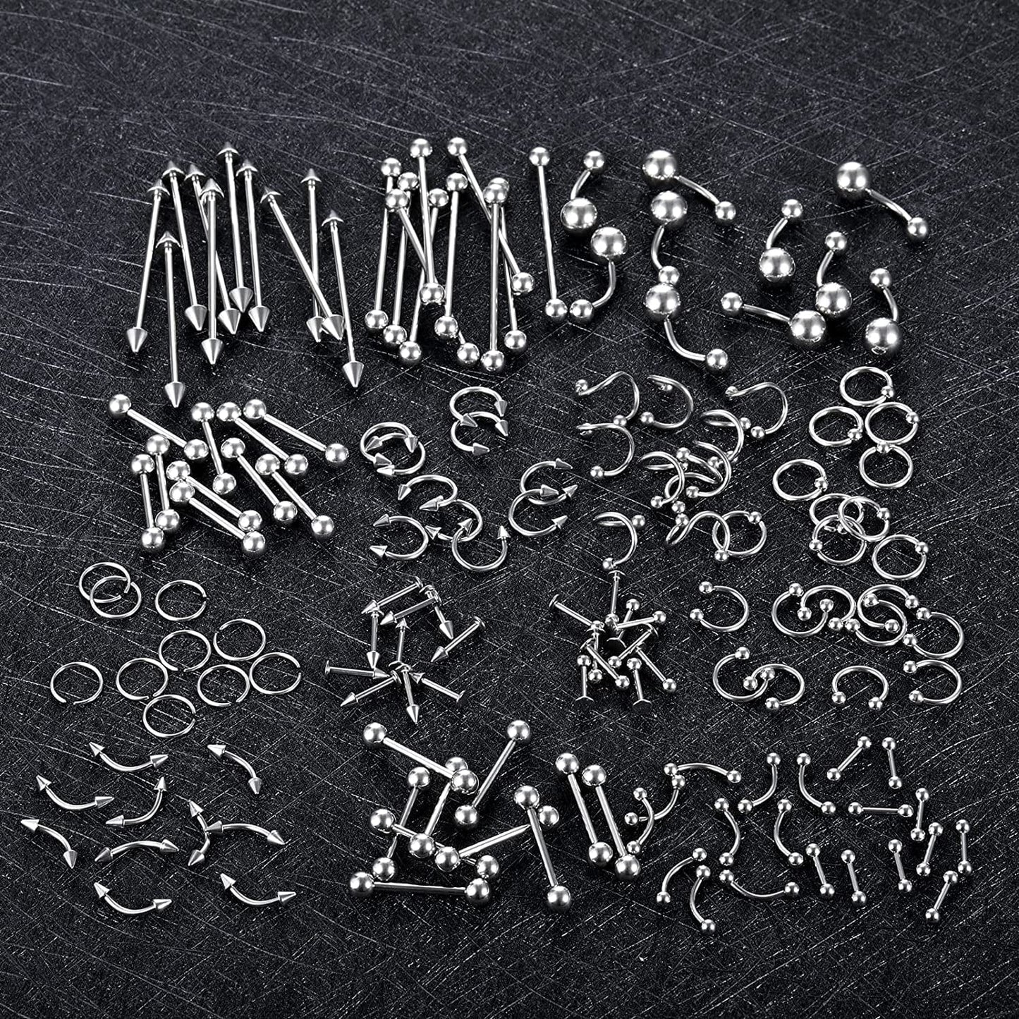 Xpircn 150PCS Piercing Kit Jewelry Stainless Steel Lip Nose Tongue Tragus Cartilage Daith Eeybrow Belly Button Rings Body Piercing Tools 14G 16G 20G Apparel & Accessories > Jewelry > Body Jewelry Xpircn   