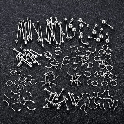 Xpircn 150PCS Piercing Kit Jewelry Stainless Steel Lip Nose Tongue Tragus Cartilage Daith Eeybrow Belly Button Rings Body Piercing Tools 14G 16G 20G Apparel & Accessories > Jewelry > Body Jewelry Xpircn   