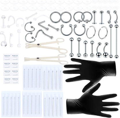 Xpircn Piercing Kit Stainless Steel Bioflex Lip Nose Tongue Tragus Cartilage Daith Eeybrow Belly Button Rings Body Piercing Jewelry 14G 16G 20G Apparel & Accessories > Jewelry > Body Jewelry Xpircn Stainless Steel and Acrylic, Silver, 100PCS  