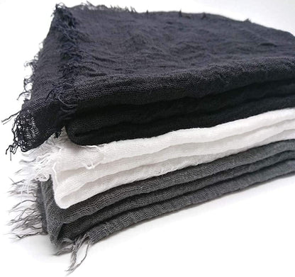 XRDSS Summer Cotton Blend Crinkle Vintage Soft Scarf with Fringed Edges 35" × 70" Apparel & Accessories > Clothing Accessories > Scarves & Shawls XRDSS   