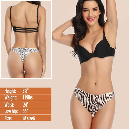 XS-XL Seamless, Soft, Spandex Stretchy Nylon Leopard Print Animal Print Thongs for Women