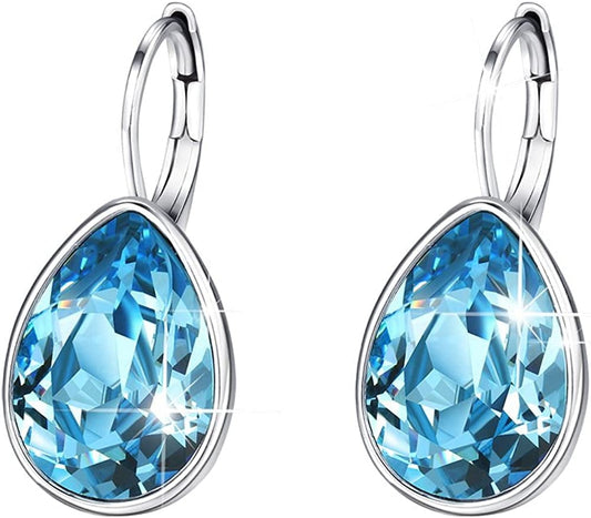 Xuping Jewelry Fashion Huggies Crystal Earring for Women Sky Blue