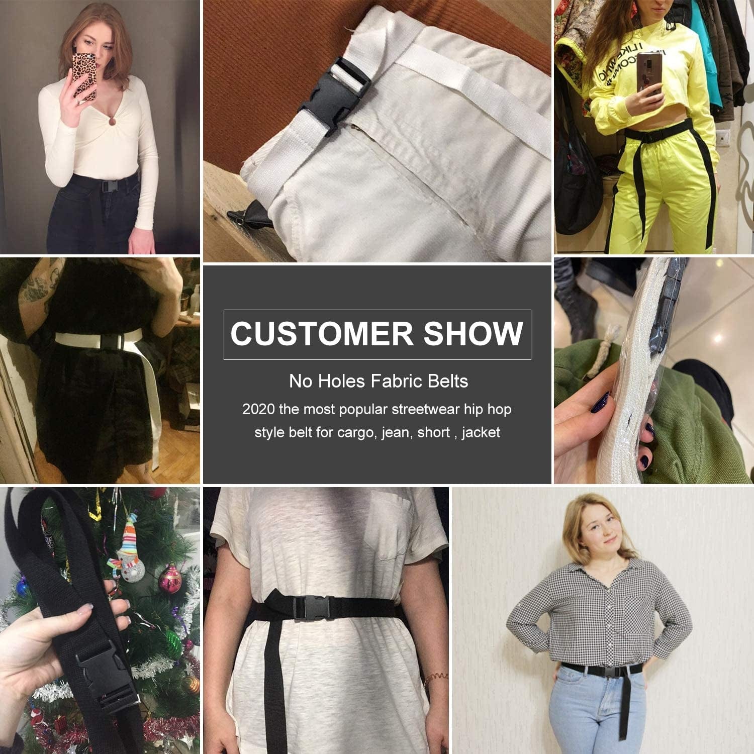 XZQTIVE Canvas Web Belt for Women, Cool Cargo Belt with Plastic Buckle, Hip Hop Streetwear Style Waist Belt for Dress Apparel & Accessories > Clothing Accessories > Belts XZQTIVE   