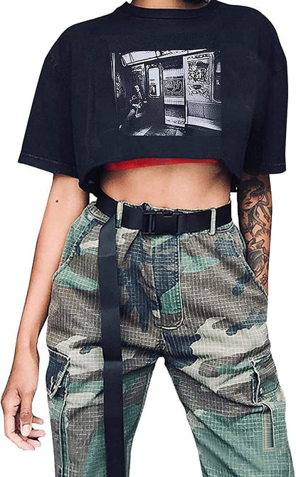 XZQTIVE Canvas Web Belt for Women, Cool Cargo Belt with Plastic Buckle, Hip Hop Streetwear Style Waist Belt for Dress Apparel & Accessories > Clothing Accessories > Belts XZQTIVE 01 Black 135cm:Pant upto 45" 