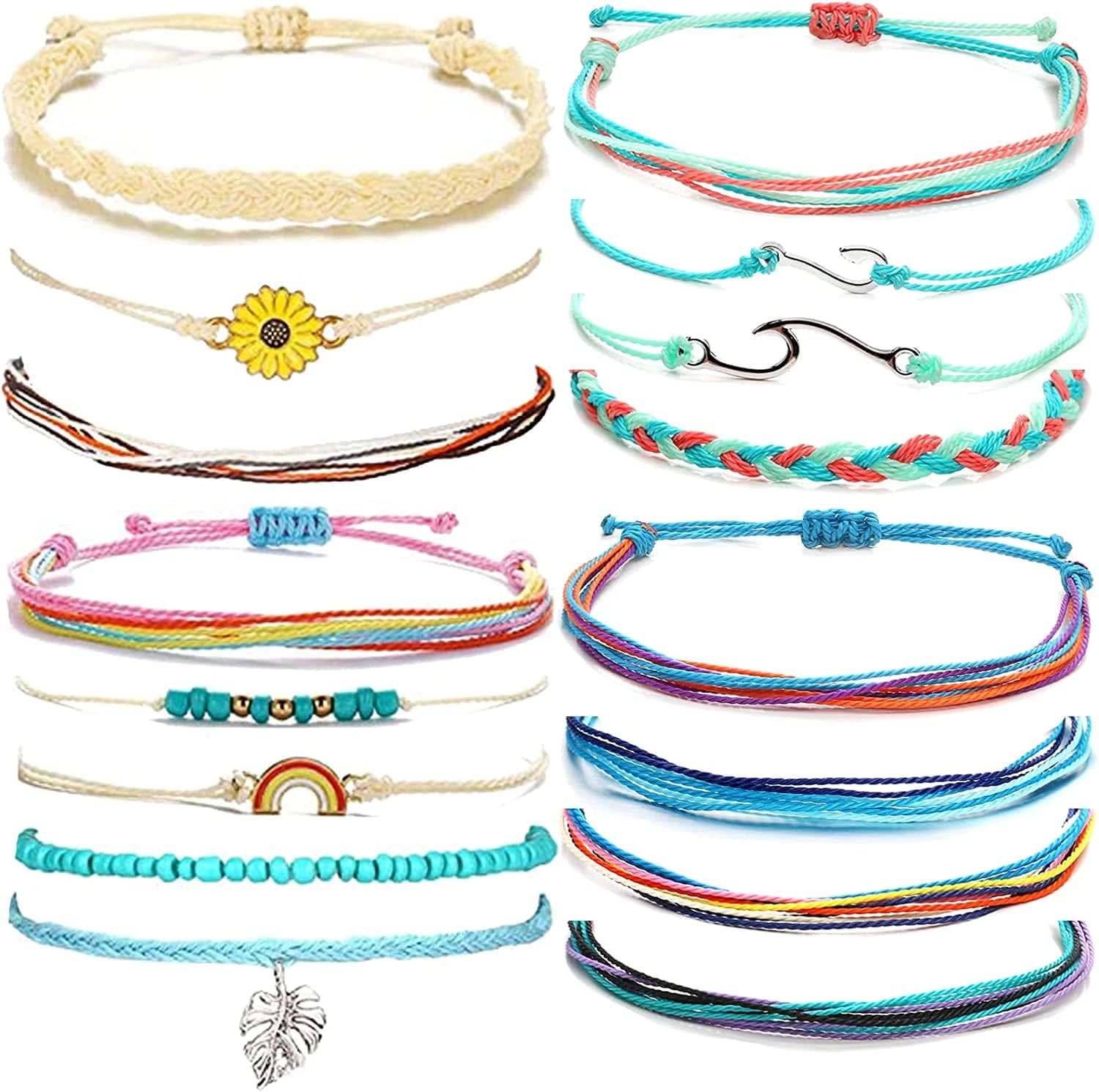 YANCHUN String Bracelets for Teen Girls Boho Breach Bracelet for Women Surfer Waterproof Anklet Friendship Bracelets for Men Apparel & Accessories > Jewelry > Bracelets YANCHUN D1:string ankle bracelets  