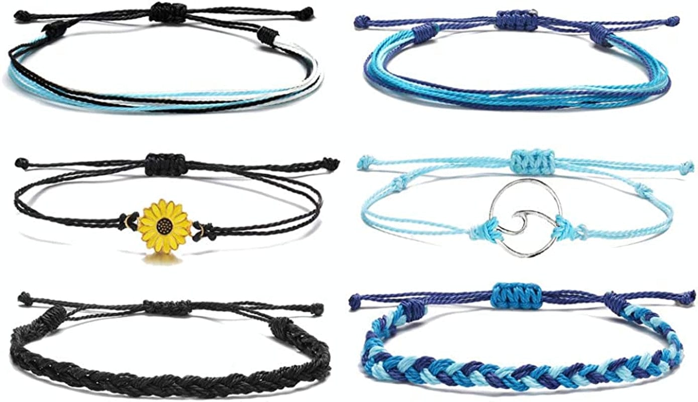 YANCHUN String Bracelets for Teen Girls Boho Breach Bracelet for Women Surfer Waterproof Anklet Friendship Bracelets for Men Apparel & Accessories > Jewelry > Bracelets YANCHUN B:6pcs  