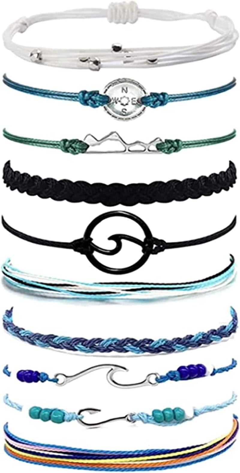 YANCHUN String Bracelets for Teen Girls Boho Breach Bracelet for Women Surfer Waterproof Anklet Friendship Bracelets for Men Apparel & Accessories > Jewelry > Bracelets YANCHUN C:Blue&Black&Shell Set  