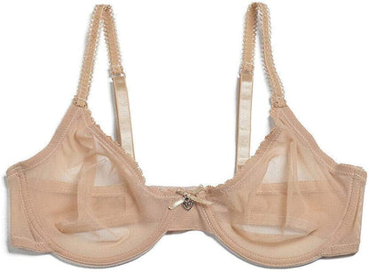 YANDW Sexy Sheer See through Bras Unlined Underwire Lace Mesh Non Padded Ultra Thin Clear Bralette