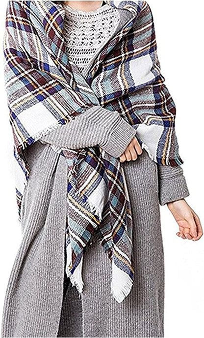 Yanekop Womens Plaid Blanket Scarf Big Square Scarves Warm Tartan Checked Shawl Apparel & Accessories > Clothing Accessories > Scarves & Shawls Yanekop   