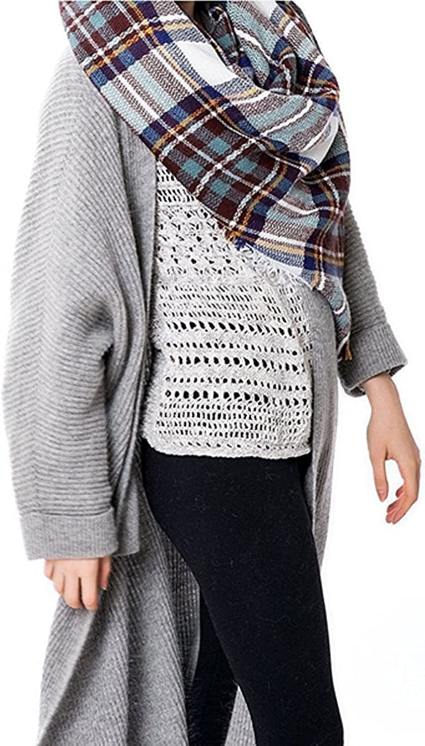 Yanekop Womens Plaid Blanket Scarf Big Square Scarves Warm Tartan Checked Shawl Apparel & Accessories > Clothing Accessories > Scarves & Shawls Yanekop   