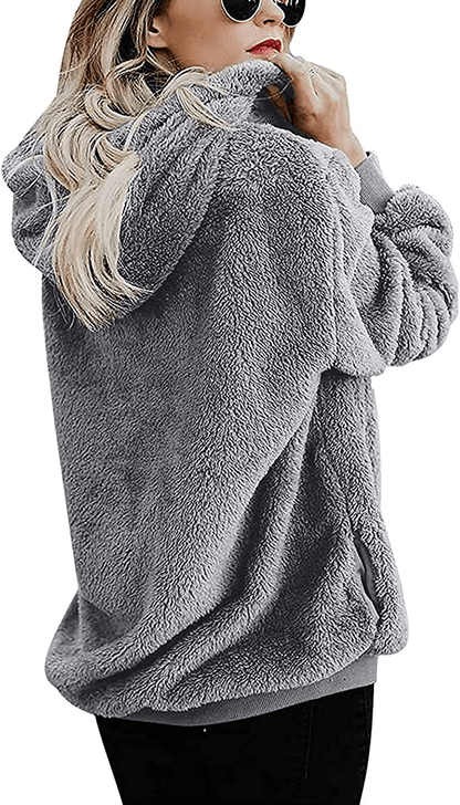 Yanekop Womens Sherpa Pullover Fuzzy Fleece Sweatshirt Oversized Hoodie with Pockets Apparel & Accessories > Clothing > Activewear Kylie Max   