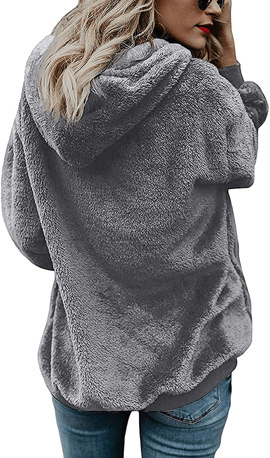 Yanekop Womens Sherpa Pullover Fuzzy Fleece Sweatshirt Oversized Hoodie with Pockets Apparel & Accessories > Clothing > Activewear Kylie Max   