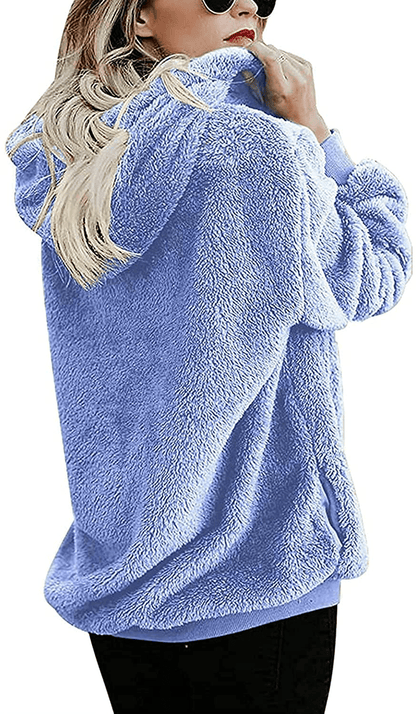 Yanekop Womens Sherpa Pullover Fuzzy Fleece Sweatshirt Oversized Hoodie with Pockets Apparel & Accessories > Clothing > Activewear Kylie Max   