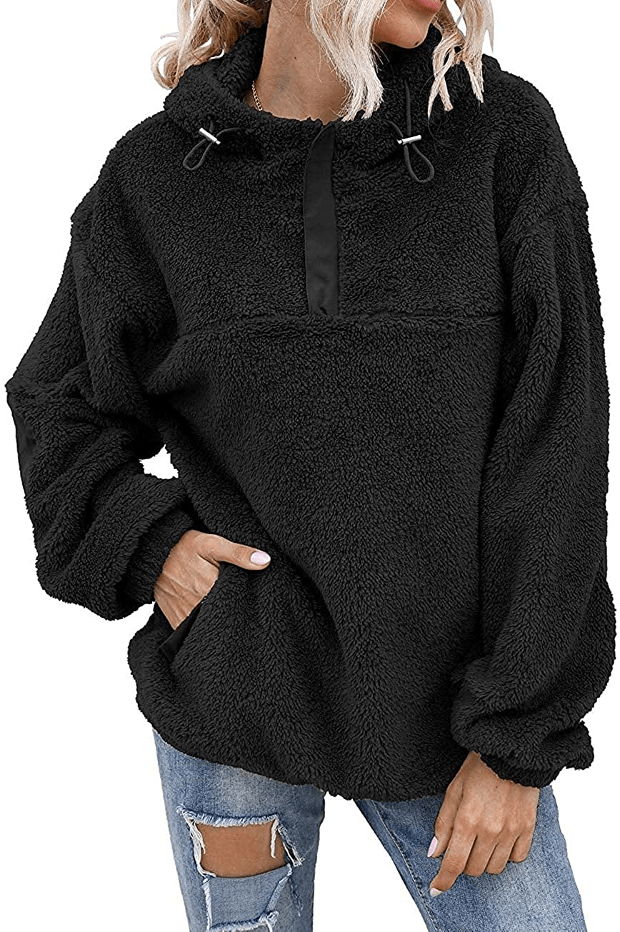 Yanekop Womens Sherpa Pullover Fuzzy Fleece Sweatshirt Oversized Hoodie with Pockets Apparel & Accessories > Clothing > Activewear Kylie Max   
