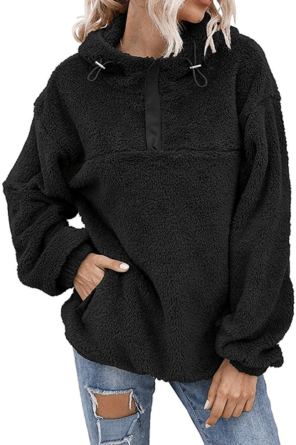 Yanekop Womens Sherpa Pullover Fuzzy Fleece Sweatshirt Oversized Hoodie with Pockets Apparel & Accessories > Clothing > Activewear Kylie Max   