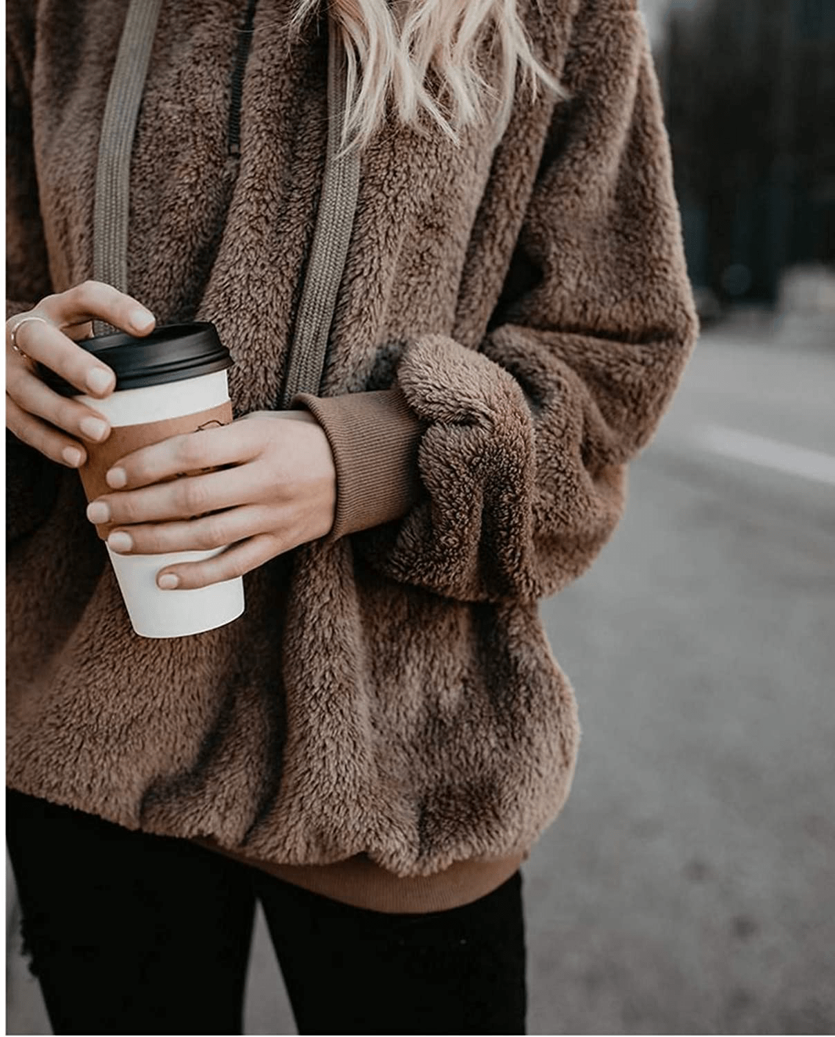 Yanekop Womens Sherpa Pullover Fuzzy Fleece Sweatshirt Oversized Hoodie with Pockets Apparel & Accessories > Clothing > Activewear Kylie Max   