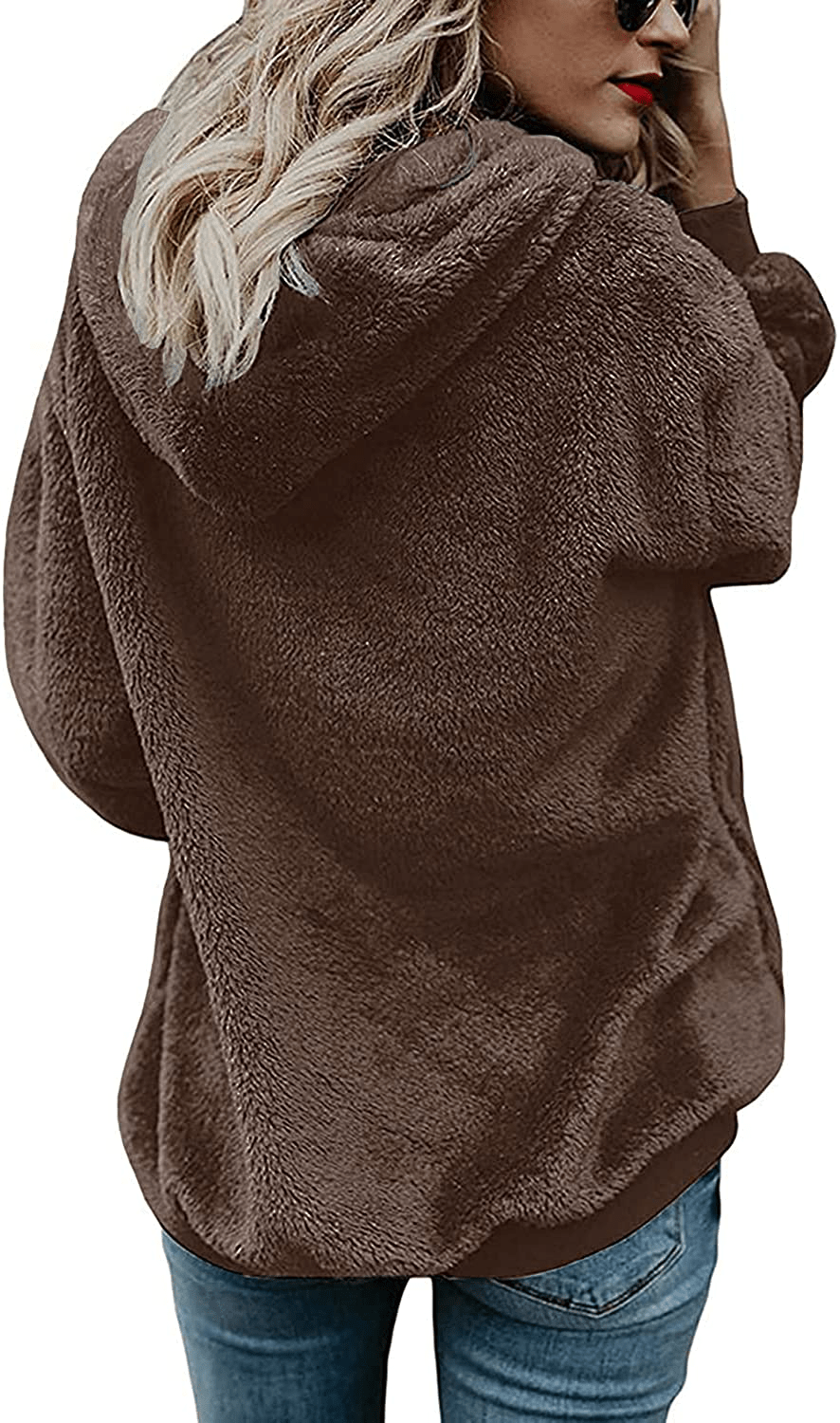 Yanekop Womens Sherpa Pullover Fuzzy Fleece Sweatshirt Oversized Hoodie with Pockets Apparel & Accessories > Clothing > Activewear Kylie Max   