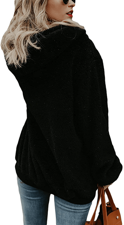 Yanekop Womens Sherpa Pullover Fuzzy Fleece Sweatshirt Oversized Hoodie with Pockets Apparel & Accessories > Clothing > Activewear Kylie Max   