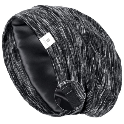 YANIBEST Slouchy Beanie Hat Satin Lined Sleep Cap Satin Bonnet Chemo Headwear Caps for Women and Men Pure Black Apparel & Accessories > Clothing Accessories > Headwear YANIBEST Ab-black Medium 