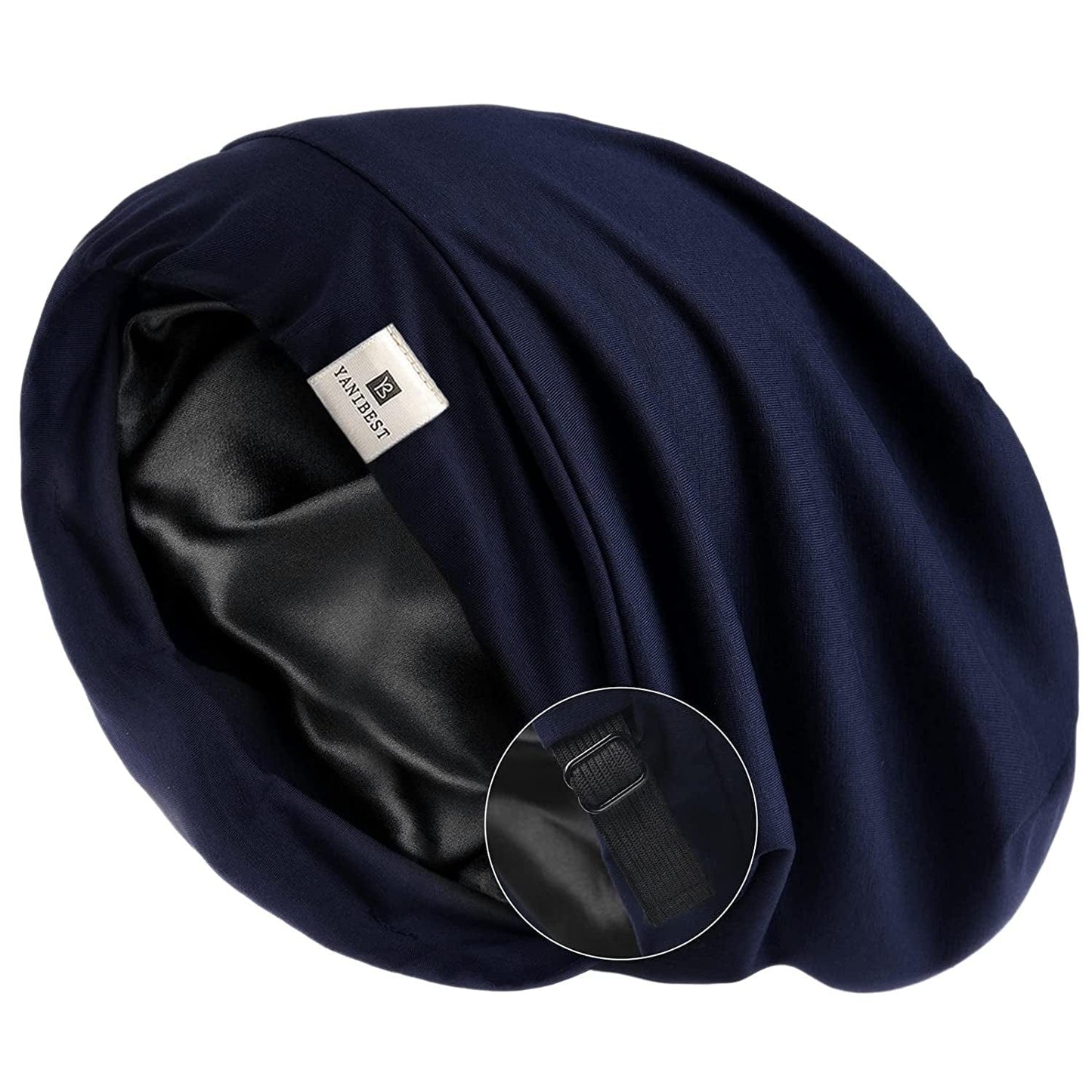 YANIBEST Slouchy Beanie Hat Satin Lined Sleep Cap Satin Bonnet Chemo Headwear Caps for Women and Men Pure Black Apparel & Accessories > Clothing Accessories > Headwear YANIBEST Nave Blue Medium 