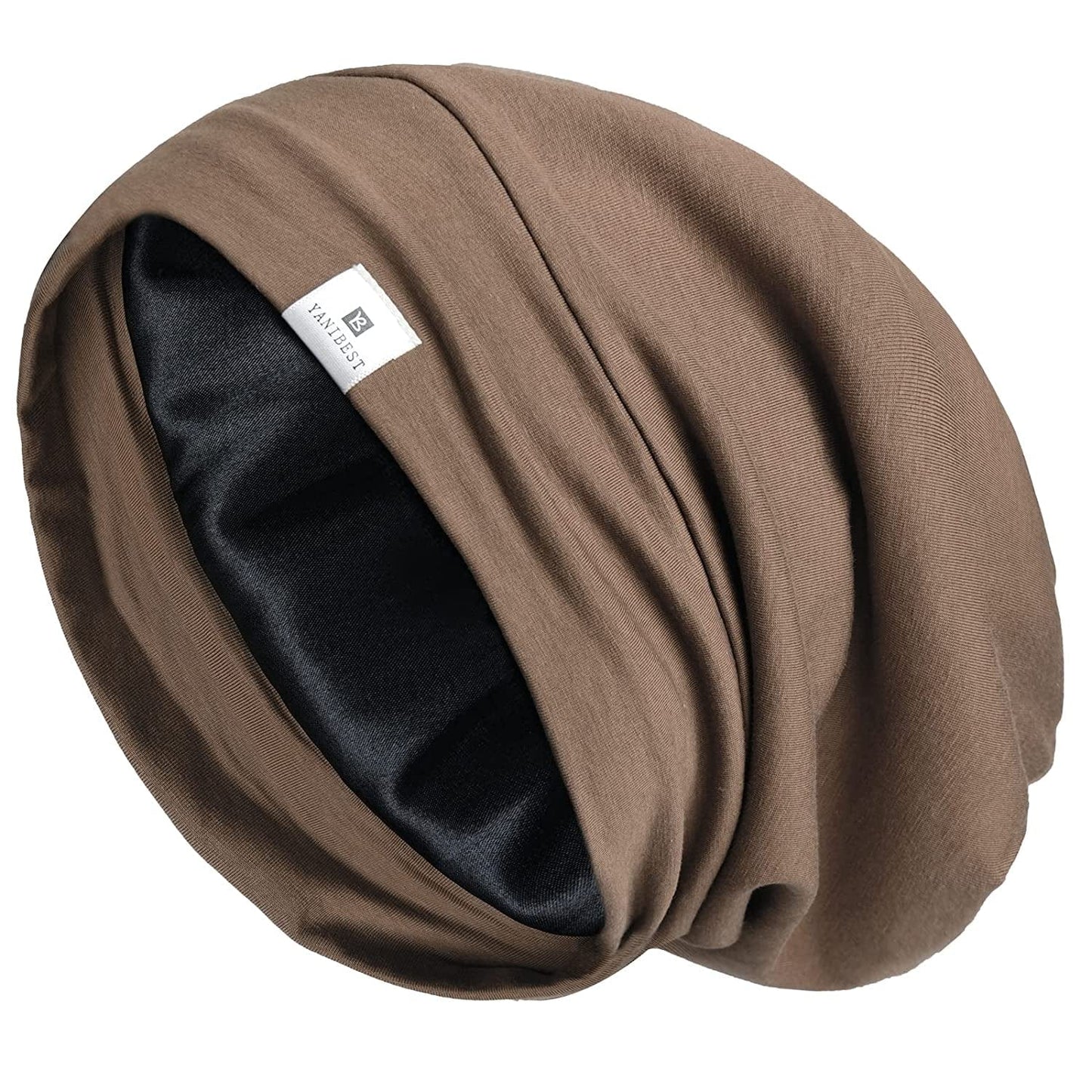 YANIBEST Slouchy Beanie Hat Satin Lined Sleep Cap Satin Bonnet Chemo Headwear Caps for Women and Men Pure Black Apparel & Accessories > Clothing Accessories > Headwear YANIBEST Pickle Green Large 