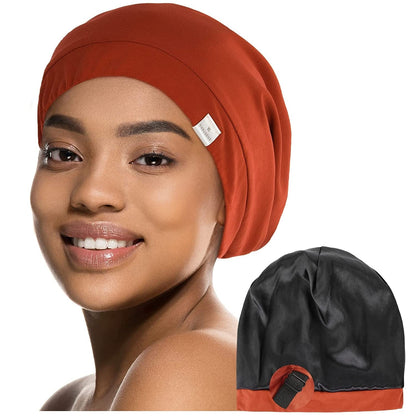 YANIBEST Slouchy Beanie Hat Satin Lined Sleep Cap Satin Bonnet Chemo Headwear Caps for Women and Men Pure Black Apparel & Accessories > Clothing Accessories > Headwear YANIBEST Red Brown Medium 