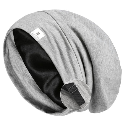 YANIBEST Slouchy Beanie Hat Satin Lined Sleep Cap Satin Bonnet Chemo Headwear Caps for Women and Men Pure Black Apparel & Accessories > Clothing Accessories > Headwear YANIBEST Light Grey Large 