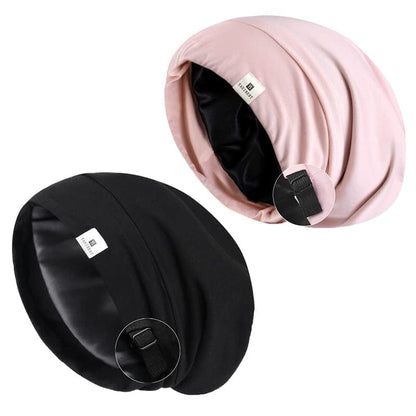 YANIBEST Slouchy Beanie Hat Satin Lined Sleep Cap Satin Bonnet Chemo Headwear Caps for Women and Men Pure Black Apparel & Accessories > Clothing Accessories > Headwear YANIBEST Pure Black & Pink Large 