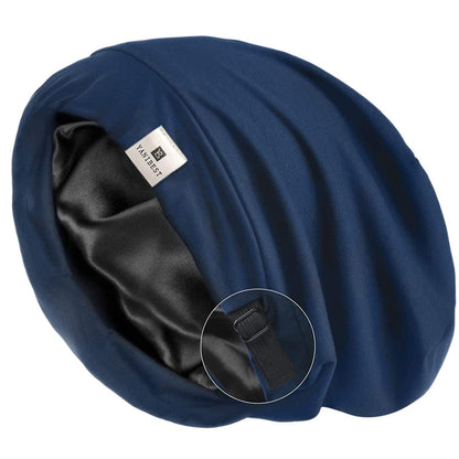 YANIBEST Slouchy Beanie Hat Satin Lined Sleep Cap Satin Bonnet Chemo Headwear Caps for Women and Men Pure Black Apparel & Accessories > Clothing Accessories > Headwear YANIBEST Dark Blue Large 