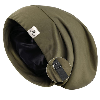 YANIBEST Slouchy Beanie Hat Satin Lined Sleep Cap Satin Bonnet Chemo Headwear Caps for Women and Men Pure Black Apparel & Accessories > Clothing Accessories > Headwear YANIBEST Olive Green Medium 