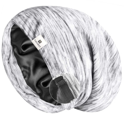 YANIBEST Slouchy Beanie Hat Satin Lined Sleep Cap Satin Bonnet Chemo Headwear Caps for Women and Men Pure Black Apparel & Accessories > Clothing Accessories > Headwear YANIBEST Grey Large 