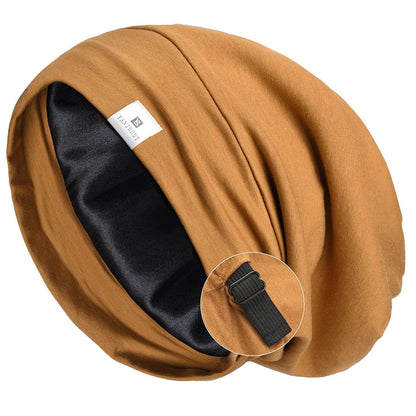 YANIBEST Slouchy Beanie Hat Satin Lined Sleep Cap Satin Bonnet Chemo Headwear Caps for Women and Men Pure Black Apparel & Accessories > Clothing Accessories > Headwear YANIBEST Natural Yellow Large 