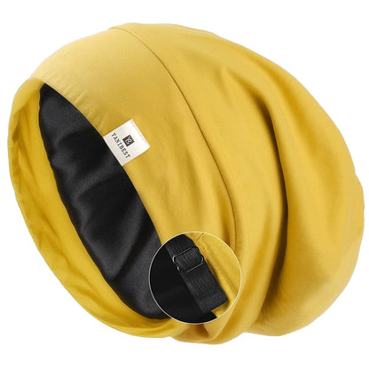 YANIBEST Slouchy Beanie Hat Satin Lined Sleep Cap Satin Bonnet Chemo Headwear Caps for Women and Men Pure Black Apparel & Accessories > Clothing Accessories > Headwear YANIBEST Yellow Large 