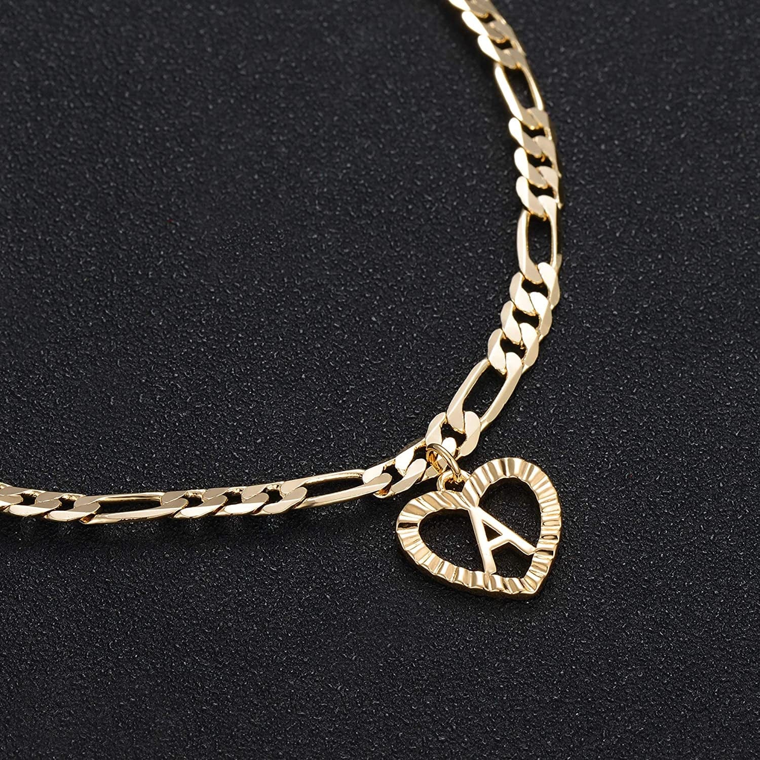 YANODA Initial Ankle Bracelets for Women 14K Gold Plated Layered Figaro Chain Letter Initial Anklets Handmade Layered Heart Ankle Bracelets Personalized Gifts for Women Teen Girls Apparel & Accessories > Jewelry > Anklets YANODA   