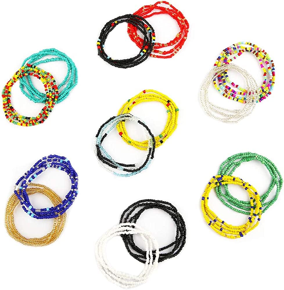 Yansport Elastic Waist Bead Body Chain, 14PC Colorful African Belly Beads, Bikini Waist Beads Chains Set, Summer Fashion Jewelry for Women and Girls Apparel & Accessories > Jewelry > Body Jewelry yansport   
