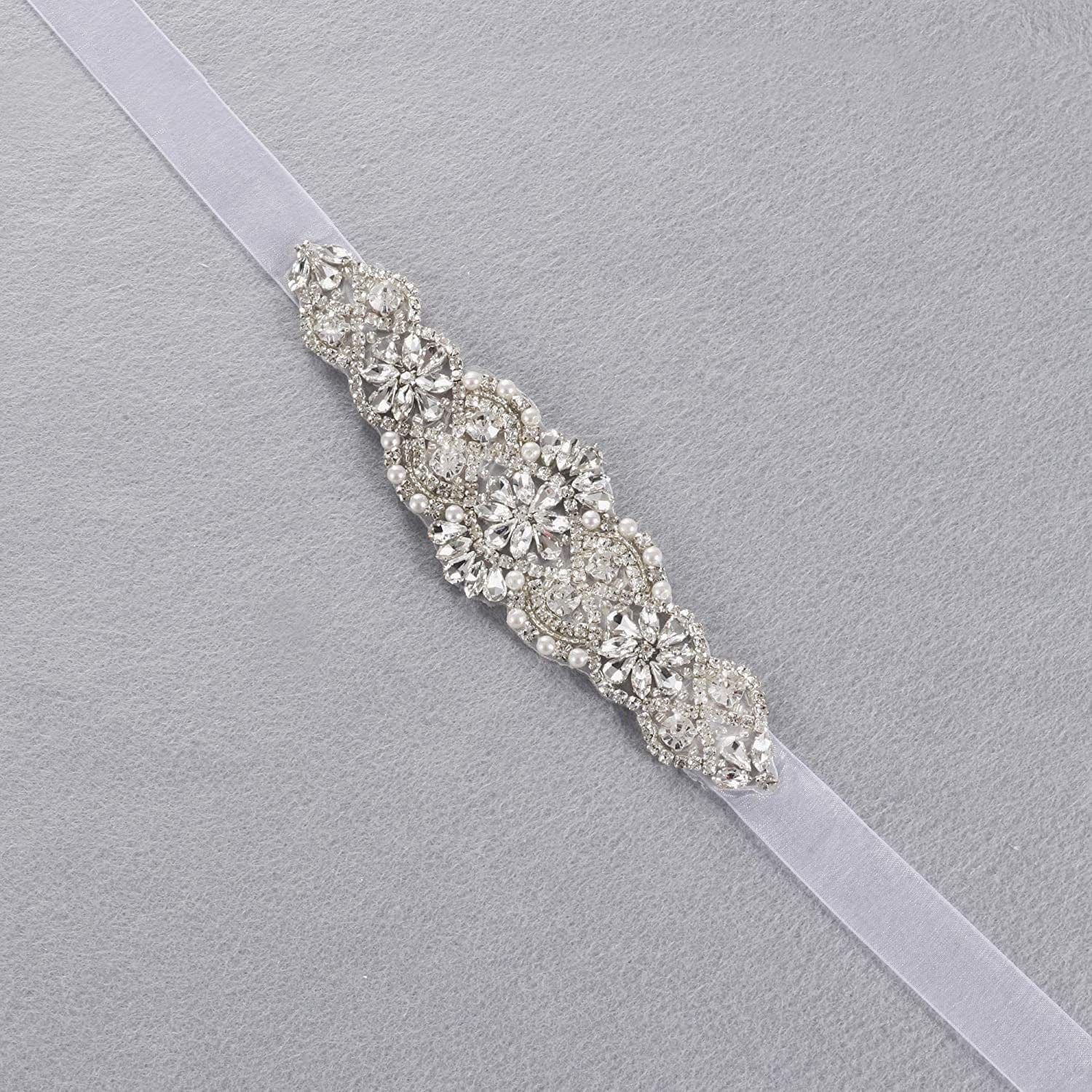 Yanstar Handmade Bridal Belt Wedding Belts Sashes Rhinestone Crystal Beads Belt for Bridal Gowns Apparel & Accessories > Clothing Accessories > Belts yanstar   
