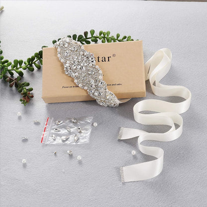Yanstar Handmade Bridal Belt Wedding Belts Sashes Rhinestone Crystal Beads Belt for Bridal Gowns Apparel & Accessories > Clothing Accessories > Belts yanstar   