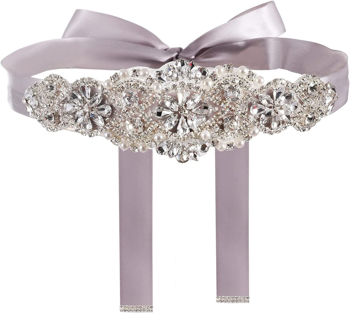 Yanstar Handmade Bridal Belt Wedding Belts Sashes Rhinestone Crystal Beads Belt for Bridal Gowns Apparel & Accessories > Clothing Accessories > Belts yanstar Silver-silver  