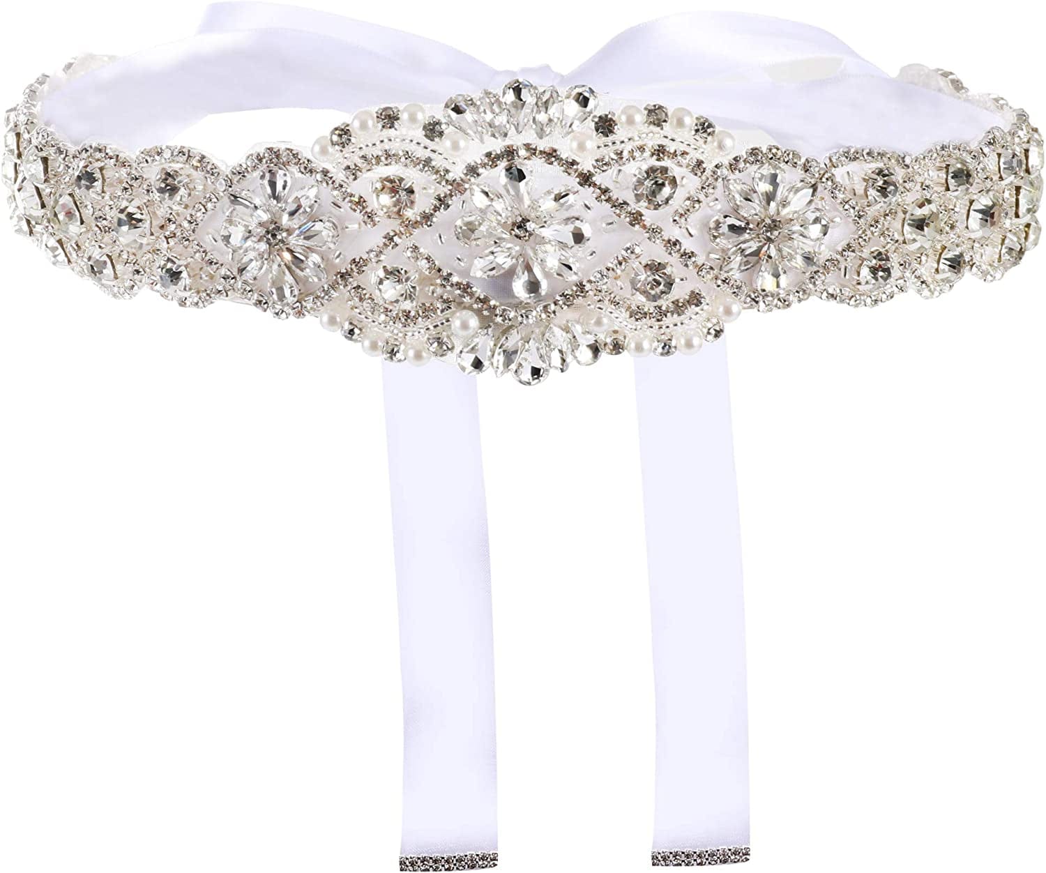 Yanstar Handmade Wedding Belt with Rhinestone Crystal Bridal Belt for Wedding Dress Apparel & Accessories > Clothing Accessories > Belts yanstar Silver-white  