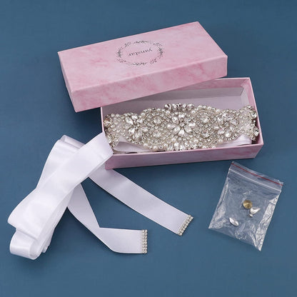Yanstar Handmade Wedding Belt with Rhinestone Crystal Bridal Belt for Wedding Dress Apparel & Accessories > Clothing Accessories > Belts yanstar   