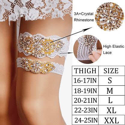 Yanstar Wedding Bridal Garter Stretch Lace Bridal Garter Sets with Rhinestones Clear Crystal Pearl for Wedding Apparel & Accessories > Clothing > Underwear & Socks > Lingerie yanstar   