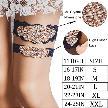 Yanstar Wedding Bridal Garter Stretch Lace Bridal Garter Sets with Rhinestones Clear Crystal Pearl for Wedding Apparel & Accessories > Clothing > Underwear & Socks > Lingerie yanstar   