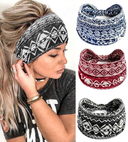 YBSHIN Boho Wide Headbands Stripe Head Wraps Knoted Hair Wears Turban Yoga Sweatbands Elastic Floral Printed Head Scarfs Stretch Cloth Hair Bands for Women and Girls 3Pcs (A) Apparel & Accessories > Clothing Accessories > Bandanas & Headties YBSHIN-101 A-C  