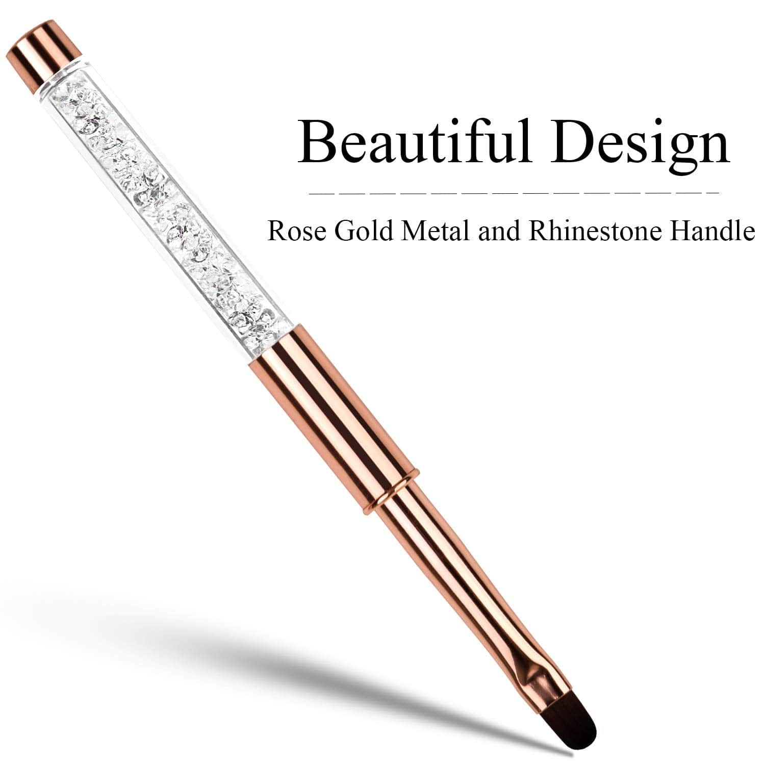 YCYAN 1Pcs Oval UV Gel Nail Brush Rhinestone Handle Professional Nail Art Tools Size 8 Rose Gold Health & Beauty > Personal Care > Cosmetics > Cosmetic Tools > Nail Tools Ycyan   