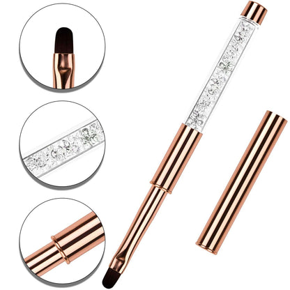 YCYAN 1Pcs Oval UV Gel Nail Brush Rhinestone Handle Professional Nail Art Tools Size 8 Rose Gold Health & Beauty > Personal Care > Cosmetics > Cosmetic Tools > Nail Tools Ycyan   