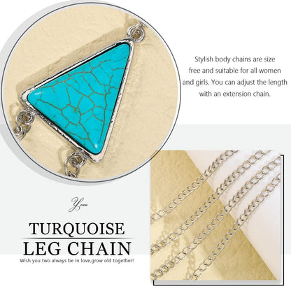 Yean Turquoise Bikini Chain Silver Harness Bra Chain Crossover Body Jewelry for Women and Girls Apparel & Accessories > Jewelry > Body Jewelry Yean   