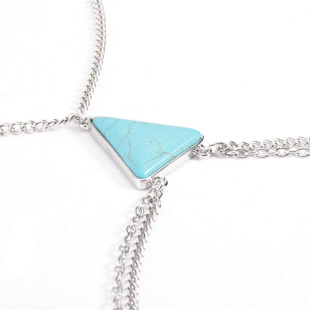 Yean Turquoise Bikini Chain Silver Harness Bra Chain Crossover Body Jewelry for Women and Girls Apparel & Accessories > Jewelry > Body Jewelry Yean   