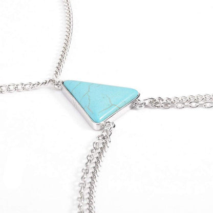 Yean Turquoise Bikini Chain Silver Harness Bra Chain Crossover Body Jewelry for Women and Girls Apparel & Accessories > Jewelry > Body Jewelry Yean   
