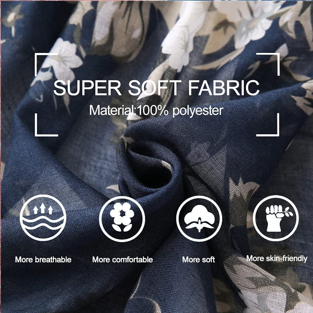 Yeieeo Boho Scarf for Women Lightweight Floral Printed Scarf Fall Winter Fashion Fringed Shawl Apparel & Accessories > Clothing Accessories > Scarves & Shawls Yeieeo   